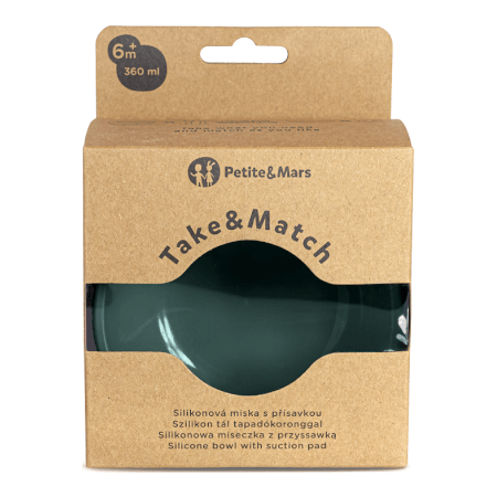 Silikonska posoda s priseskom TAKE&MATCH Misty Green 6m+