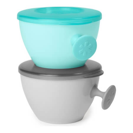 Skodelice s pokrovom in držalom Easy Grab Grey,Teal 2 x 240 ml, 3m+