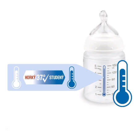 NUK First Choice steklenička za dojenčke z uravnavanjem temperature 150 ml, modra