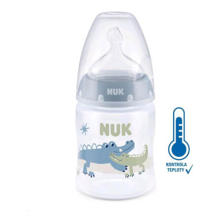 NUK First Choice steklenička za dojenčke z uravnavanjem temperature 150 ml, modra