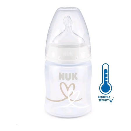 NUK First Choice steklenička za dojenčke z uravnavanjem temperature 150 ml bela