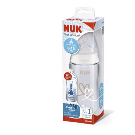 NUK FC+Temperature Control Otroška steklenička 300 ml BOX-Flow Control Dojenček bež