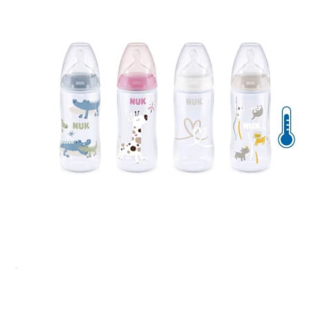 NUK FC+Temperature Control Baby Bottle 300 ml BOX-Flow Control Soother bela