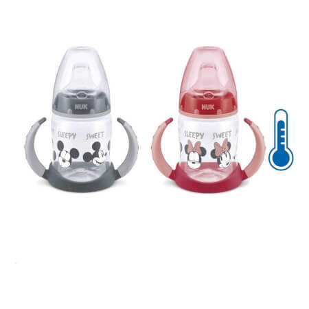 NUK Disney Mickey steklenička za dojenčke z nadzorom temperature 150 ml rdeča