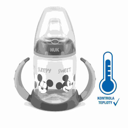 NUK Disney Mickey steklenička za dojenčke z nadzorom temperature 150 ml siva