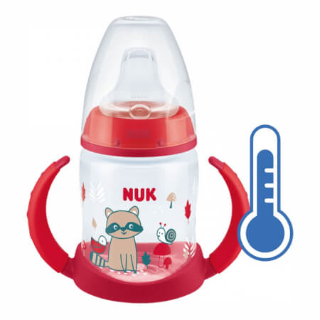 NUK Dojenčkova steklenička za učenje z uravnavanjem temperature 150 ml rdeča