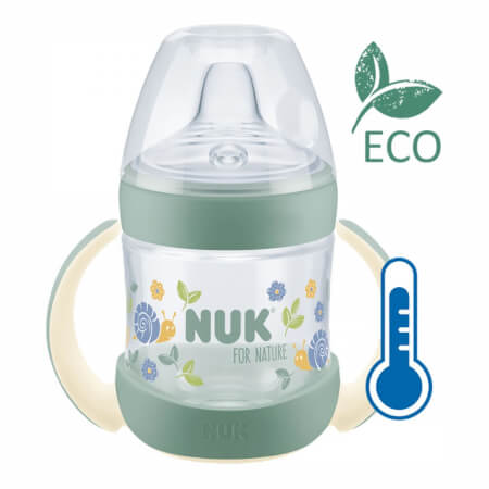 NUK for Nature Dojenčkova steklenička za učenje z uravnavanjem temperature 6-18m Zelena