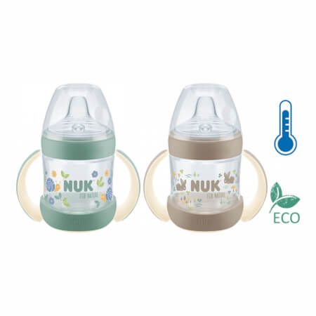 NUK for Nature Dojenčkova steklenička za učenje z uravnavanjem temperature 6-18m Zelena