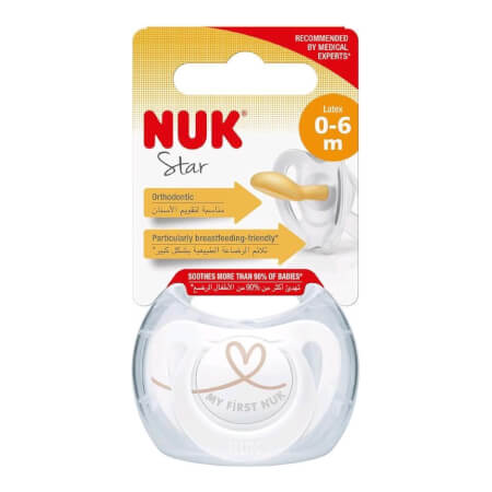 NUK Star Baby Lateksov dudelec 0-6 m srce