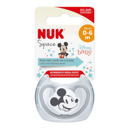 Vesolje NUK dude 0-6m Disney Mickey Mouse siva