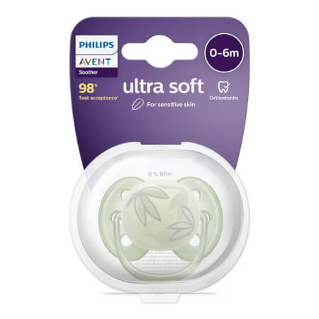 Ultrasoft Premium Avent otroški dudelec 0-6 mesecev pušča