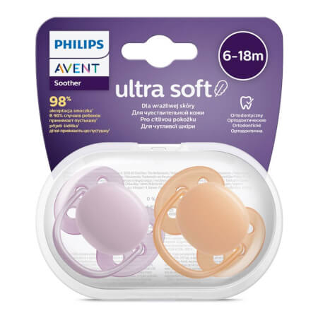 Ultrasoft Premium Avent otroški dudelec 6-18 mesecev 2 kosa deklica