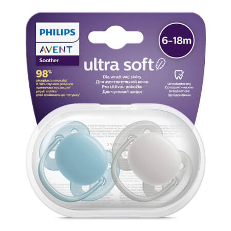 Ultrasoft Premium Avent otroški dudo 6-18 mesecev 2 kosa deček