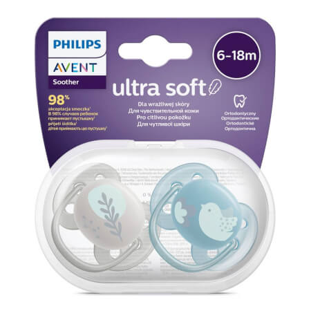 Ultrasoft Premium Avent otroški dudelec živali 6-18 mesecev 2 kosa deček