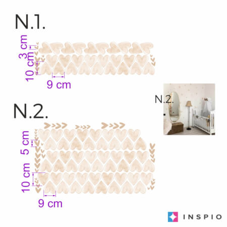 Tekstilne nalepke INSPIO – bež srčki za otroško sobo