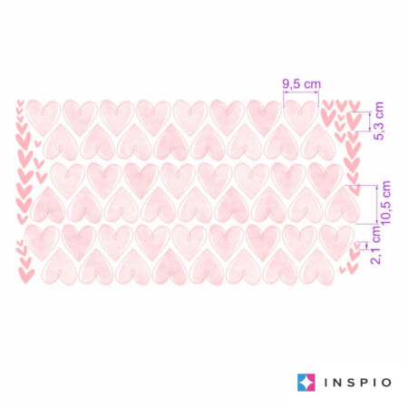 Rožnati srčki – tekstilne samolepilne stenske nalepke