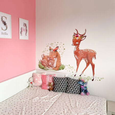 Družina jelenov – akvarelne stenske nalepke