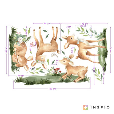 Igrivi jeleni na travniku – stenske nalepke