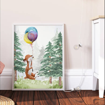Slike za otroško sobo – Jelen z baloni