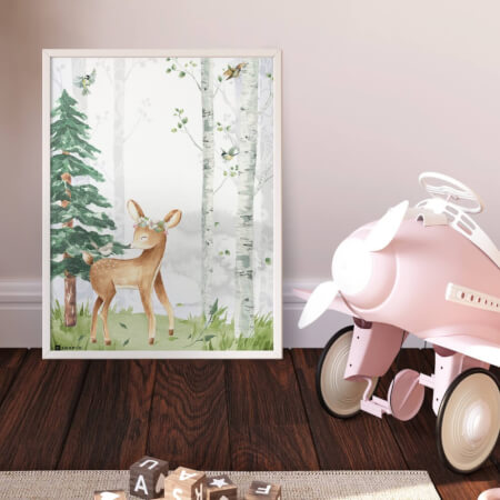 Jelen v gozdu – slika za otroško sobo