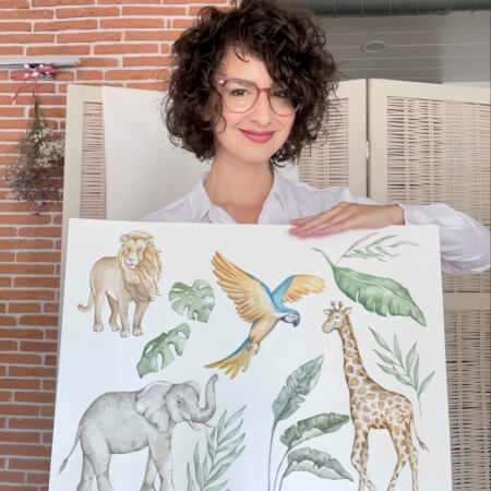 Tekstilna stenska nalepka – živali iz divjine iz kolekcije SAFARI