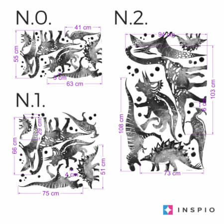 Stenske nalepke – črno-beli dinozavri