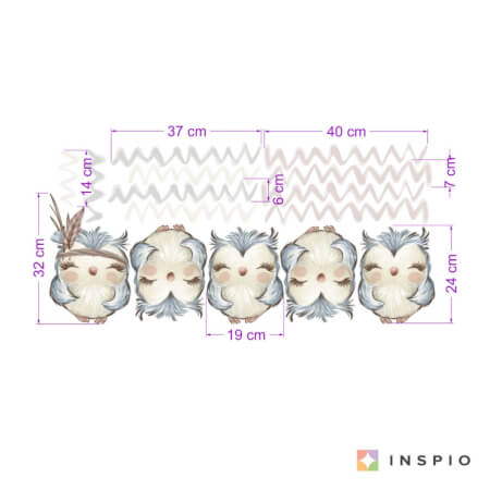Stenske nalepke - Sove v naravnih barvah