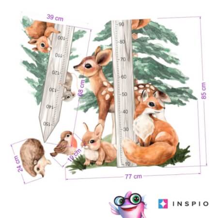 Otroške nalepke - Otroški meter 150 cm z ljubkimi živalmi FOREST