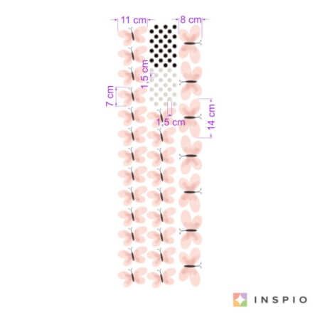 Stenske nalepke za dekle - Roza metuljčki
