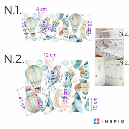 Samolepilna tapeta - letala in baloni z imenom