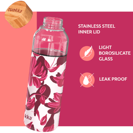 Steklena steklenička Flow Pink Botanical 660 ml