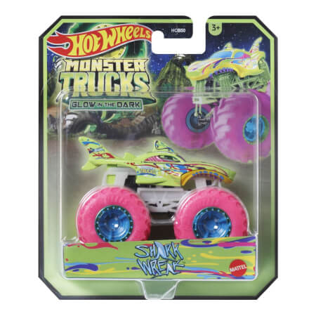 HW MONSTER TRUCKS GLOW IN THE DARK ASST