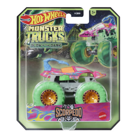 HW MONSTER TRUCKS GLOW IN THE DARK ASST