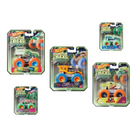 HW MONSTER TRUCKS GLOW IN THE DARK ASST